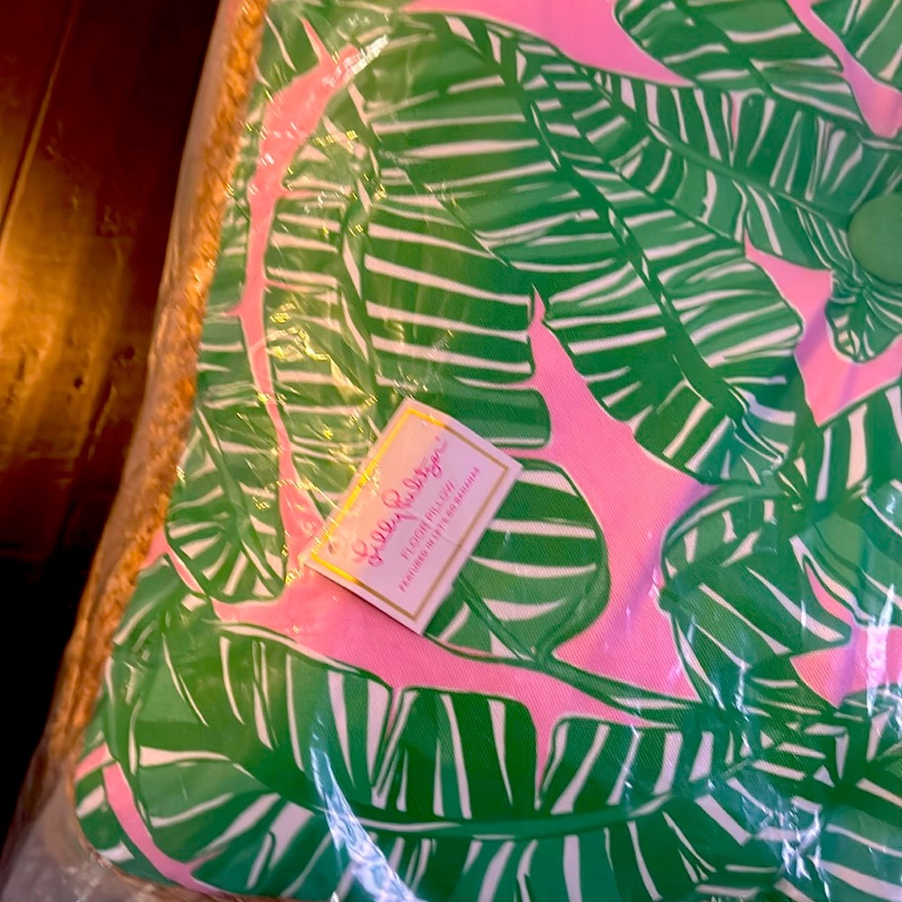 TWO Extra Large Lilly Pulitzer Floor Pillows Pink& Green